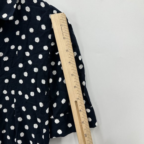 TYLHO Anthropologie Blouse Womens Button Down Short Sleeve Swing Polka Blue S - Picture 8 of 9